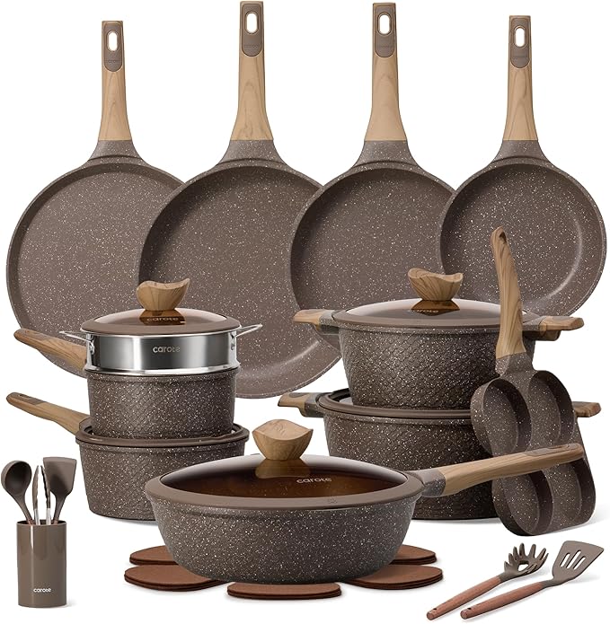 CAROTE 31pcs Pots and Pans Set Non Stick, Cookware Set Pots and Pans, Nonstick Kitchen Cooking, Induction Cook Ware, PFOA Free by CAROTE