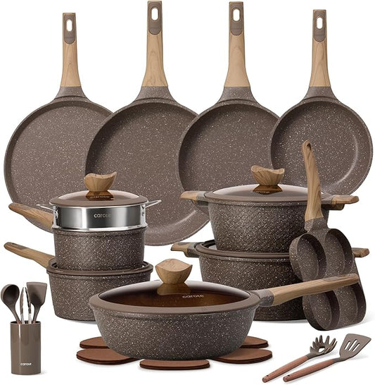 CAROTE 31pcs Pots and Pans Set Non Stick, Cookware Set Pots and Pans, Nonstick Kitchen Cooking, Induction Cook Ware, PFOA Free by CAROTE