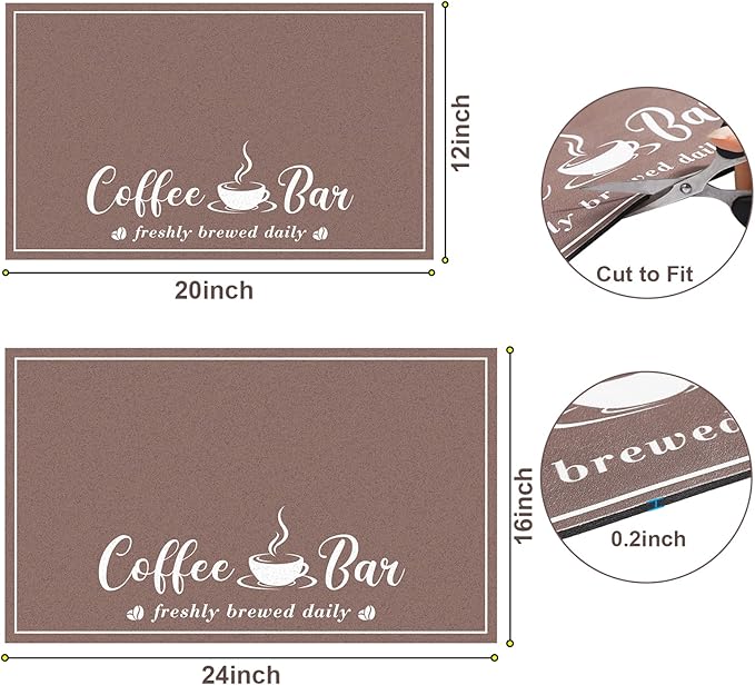 CooRug Absorbent Coffee Mat, Fashion Dish Drying Mat for Kitchen Counter Coffee Bar Accessories Espresso Machine Dish Rack 16" x 24" Brown - Image 6
