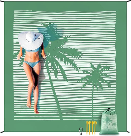 HIHOHO Beach Blanket Waterproof Sandproof Extra Large Beach Mat 79" X 83"/120"x108"for 1-8 Adults Quick Drying Durable Outdoor Picnic Mat for Beach Travel Camping Hiking