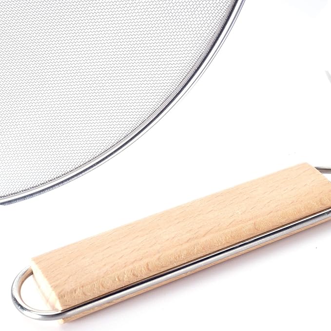 3 Pieces Grease Splatter Screen for Frying Pan, Splatter Guard Mesh Stainless Steel Grease Guard Shield for Kitchen Frying Pan Cooking Supplies Set of 9.44", 10.8" and 12.5" inch (Wood Handle) - Image 4