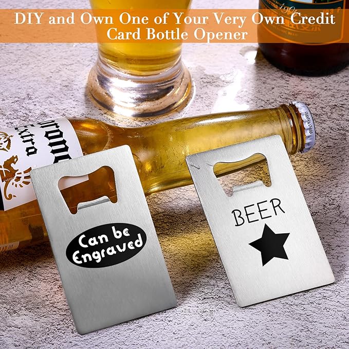 40 Pieces Credit Card Bottle Opener Stainless Steel Poker Wallet Bottle Opener for Christmas Gifts Can Be Carved for DIY Wedding Favor Groomsmen Gift(Silver)