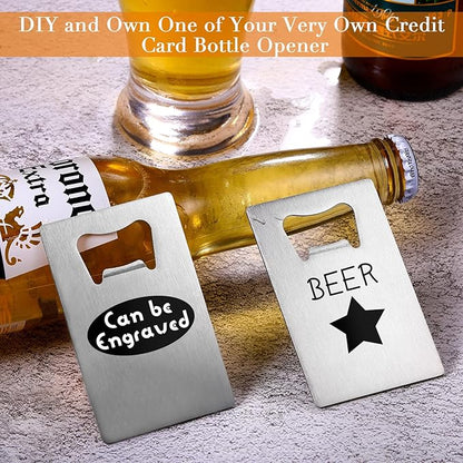 40 Pieces Credit Card Bottle Opener Stainless Steel Poker Wallet Bottle Opener for Christmas Gifts Can Be Carved for DIY Wedding Favor Groomsmen Gift(Silver)