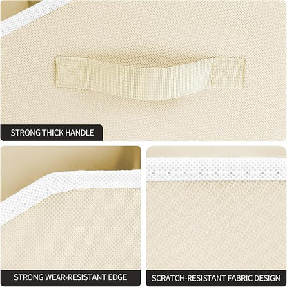 Homsorout Storage Bins for Shelves - Small Trapezoid Closet Shelf Organizer, Fabric Organization Bins with Handles, Storage Baskets for Clothes, Towel, Purse, 6 Pack, Beige - Image 5