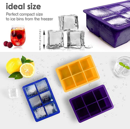 Excnorm Silicone Ice Cube Trays 3 Pack - Large Size Silicone Ice Cube Molds with Leak Proof Removable Lid Square Ice Cube Tray And BPA Free for Cocktail,Whiskey, Stackable Flexible Ice - Image 5