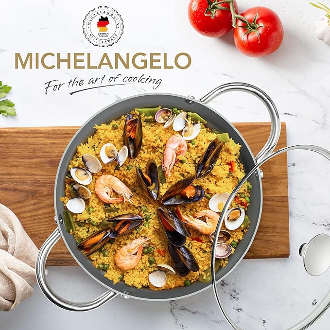 MICHELANGELO Stock Pot with Lid, 6 Quart Soup Pot with Ceramic Coating, Nonstick Ceramic Cooking Pot, Induction Compatible Stockpot - 6QT, Beige - Image 7