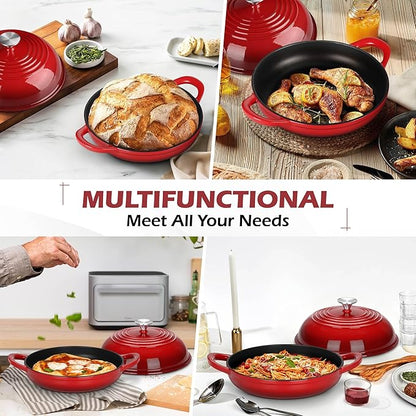 Bread Dutch Oven for Sourdough Baking (5.5 QT), Joyfair Enameled Cast Iron Dutch Oven Pot with Lid, Sourdough Bread Pan with Heavy Duty Dual Handles, Non-Stick & Even Heat, Oven-safe up to 500°F, Red - Image 4