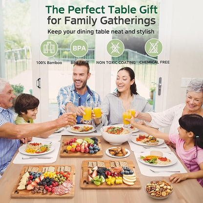 Bamboo Cutting Boards for Kitchen(Set of 3), Wood Cutting Board with Wood Storage Stand, Charcuterie & Chopping Board for Vegetables and Meat, with Deep Juice Groove, Ideal Kitchen Gifts - Image 8