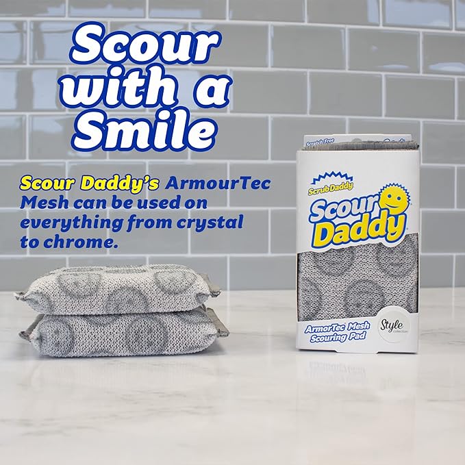 Scrub Daddy Scour Daddy Style, Scourers Non Scratch Scrubbing Sponge, Scouring Pads, Kitchen Sponges for Dishes, Dishwashing Pan Scrubber, Cleaning Supplies, Dish Sponges for Washing up, Pack of 2 - Image 2