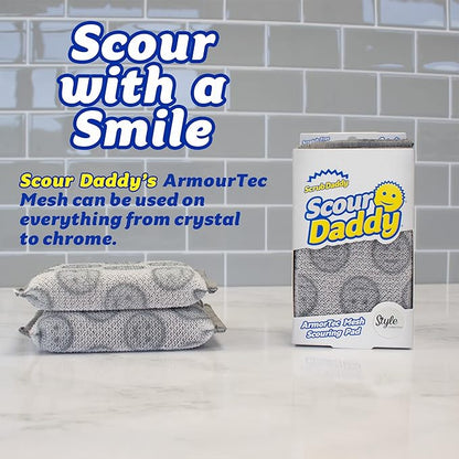 Scrub Daddy Scour Daddy Style, Scourers Non Scratch Scrubbing Sponge, Scouring Pads, Kitchen Sponges for Dishes, Dishwashing Pan Scrubber, Cleaning Supplies, Dish Sponges for Washing up, Pack of 2 - Image 2