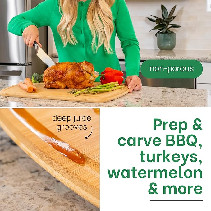 Greener Chef 20 Inch Bamboo Cutting Board Featuring Super-Sized Glue-Free Surface™ – Heavy Duty Butcher Block for Safe Meal Prep, Chopping & Carving with Lifetime Replacements - Image 5