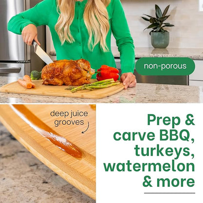 Greener Chef 20 Inch Bamboo Cutting Board Featuring Super-Sized Glue-Free Surface™ – Heavy Duty Butcher Block for Safe Meal Prep, Chopping & Carving with Lifetime Replacements - Image 5