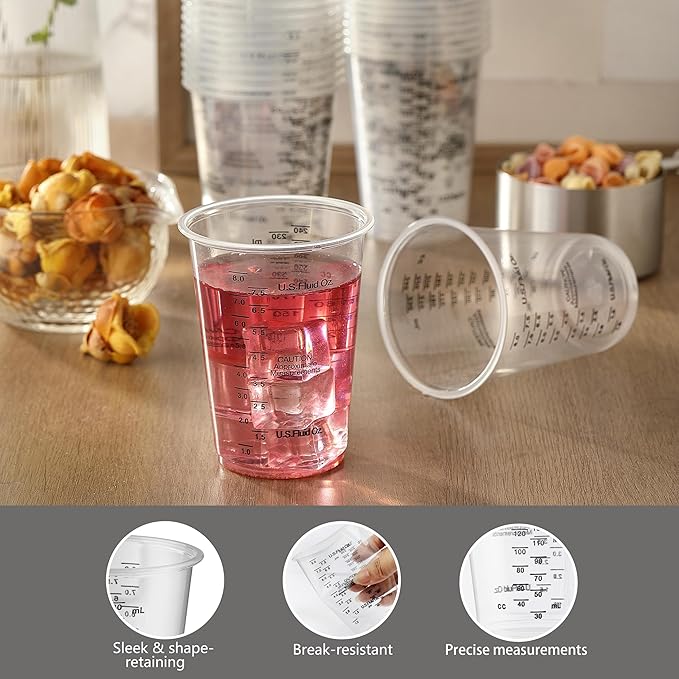 50PCS Resin Epoxy Mixing Cups, DQELFA 8oz Clear Plastic Paint Measuring Cups with 50pcs Wooden Stirring Sticks for Epoxy Resins, Mixing Paint, Pigments, Resins - Image 3