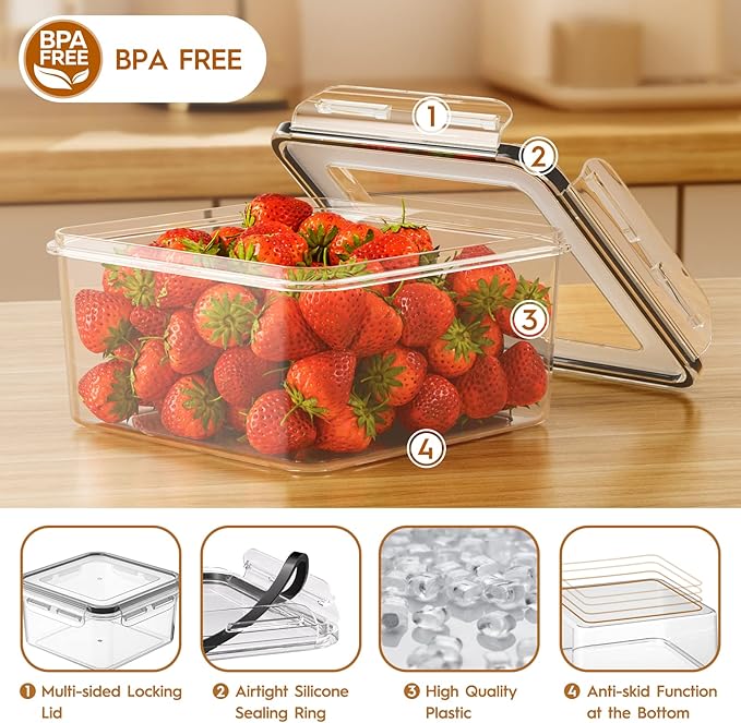 40 PCS Food Storage Containers with Lids Airtight (20 Containers & 20 Lids), Leak proof Meal Prep Container Set for Kitchen Storage, BPA-free, PVC-free Plastic, Microwave/Dishwasher Safe, Labels & Pen - Image 6
