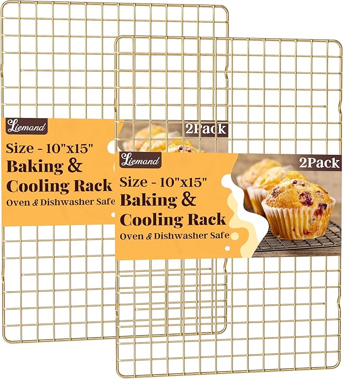 Cooling Racks for Cooking and Baking - 2 PCS 10" x 15" Grid Wire Baking Rack for Oven Cooking, Baking, Grilling, Roasting - Dishwasher Safe Bacon Rack - Fits Jelly Roll Cookie Sheet Pan by LIEMAND