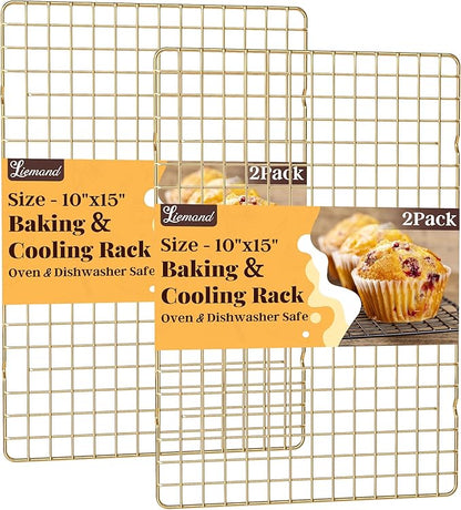 Cooling Racks for Cooking and Baking - 2 PCS 10" x 15" Grid Wire Baking Rack for Oven Cooking, Baking, Grilling, Roasting - Dishwasher Safe Bacon Rack - Fits Jelly Roll Cookie Sheet Pan by LIEMAND