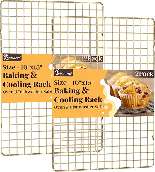 Cooling Racks for Cooking and Baking - 2 PCS 10" x 15" Grid Wire Baking Rack for Oven Cooking, Baking, Grilling, Roasting - Dishwasher Safe Bacon Rack - Fits Jelly Roll Cookie Sheet Pan by LIEMAND