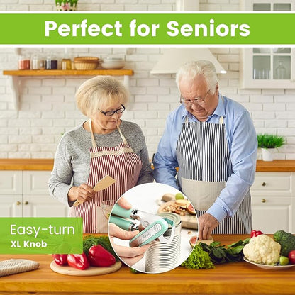 Spring Chef Stainless Steel Can Opener - Manual with Soft Grip Handles, Easy Turn, Heavy Duty Hand Can Opener for Seniors with Smooth Edge - Built-in Magnetic Lid Remover - Mint - Image 7