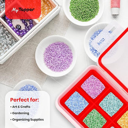 IceTopper XL Ice Cube Tray with Attached Lids - Easy Release Ice Cube Molds, 8 Large Cubes per Tray, Stackable, Microwave & Dishwasher Safe, 100% Food Grade Silicone, BPA Free & Recyclable (2 Pack)