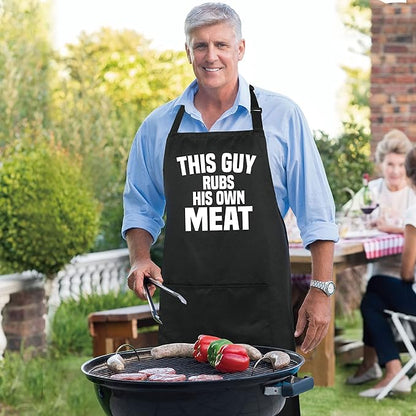 Xornis 100% Cotton Funny Apron with 2 Pockets for Men Women BBQ Grilling Adjustable Bib Black Aprons Gifts Cooking Kitchen