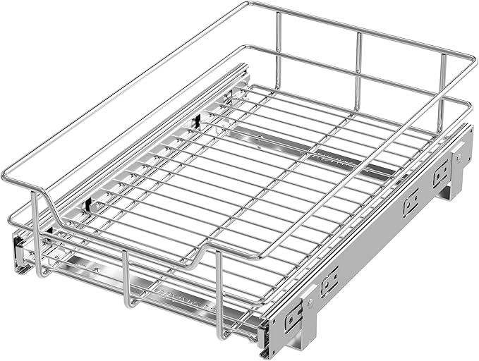 Pull Out Cabinet Organizer 11" W X 17" D, Slide Out Drawers For Kitchen Organizers and Storage, Pull Out Drawers For Cabinets Capacity Heavy Duty Caddy, Cabinet Shelves Chrome-Plated, Bathroom Pantry by STORKING