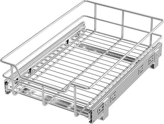 Pull Out Cabinet Organizer 11" W X 17" D, Slide Out Drawers For Kitchen Organizers and Storage, Pull Out Drawers For Cabinets Capacity Heavy Duty Caddy, Cabinet Shelves Chrome-Plated, Bathroom Pantry by STORKING