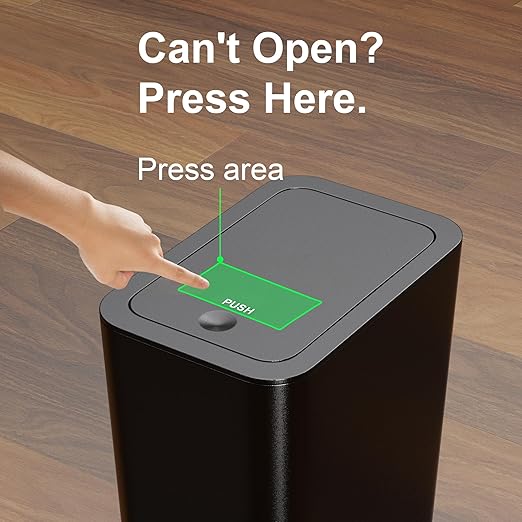 N. NETDOT Bathroom Trash Can with Lid 3 Pack Set, 2 Packs 4 Gal Slim Kitchen Trash Bin and 1 Pack 2.6Gal Garbage Can, Small Trash Can/Trash Bin/Waste Basket for Bedroom (Black, Pack of 3) - Image 9