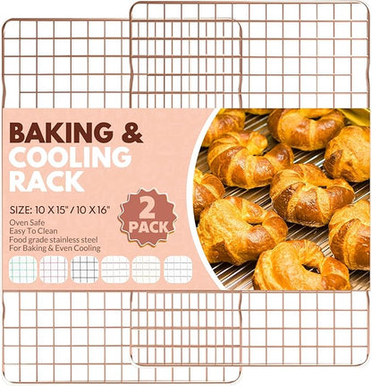 2 PCS Cooling Racks for Cooking and Baking, 15x10 Inches Stainless Steel Cooling Rack, Sheet Pan with Wire Rack for Baking Sheet, Bacon Rack Oven Safe Fits Jelly Roll Sheet Pan by Unknown