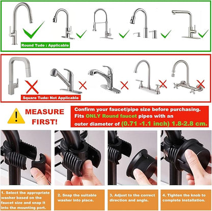 Sink Organizer Rack for Kitchen and Bathroom, 2025 New Stainless Steel Detachable Hanging Faucet Drain Rack with Drip Tray Faucet Sponge Holder for Bathroom, Scrubbers, Soap (Black, Left) - Image 4