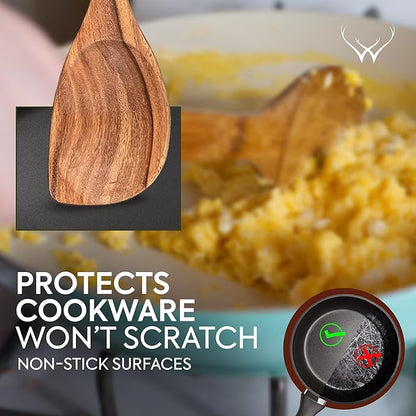 CORNER Teak Wooden Spoon for Cooking With Teak Spoon Rest - Made of Premium Natural Teak Wood - Image 4