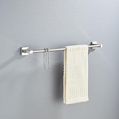 Brushed Nickel Bathroom Hardware Set 4 Pieces,Bathroom Accessories Set Stainless Steel Wall Mounted, Hand Towel Bar, Towel Ring, Robe Towel Hooks,Toilet Paper Holder,Towel Bar Set, 23.6 Inch - Image 2
