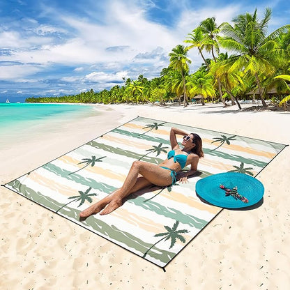 HIHOHO Beach Blanket Waterproof Sandproof Extra Large Beach Mat 79" X 83"/120"x108"for 1-8 Adults Quick Drying Durable Outdoor Picnic Mat for Beach Travel Camping Hiking