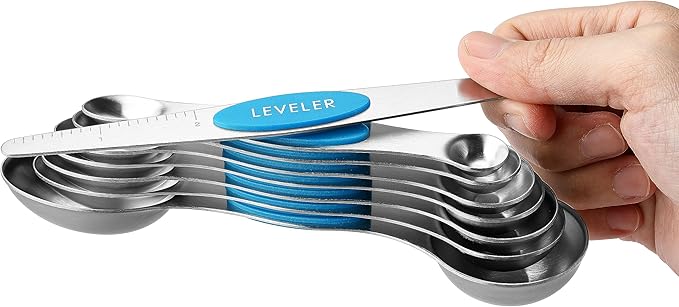 Spring Chef Stainless Steel Magnetic Measuring Spoons Set of 8 with Leveler, Nesting Teaspoon & Tablespoon Measuring Spoons for Dry and Liquid Ingredients, Kitchen Gadgets for Baking & Cooking - Teal - Image 8
