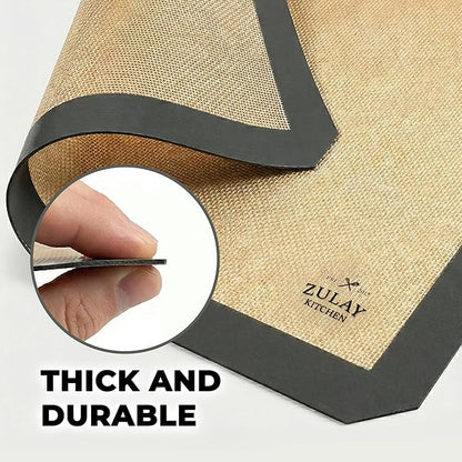 Zulay Kitchen Silicone Baking Mat - Reusable Nonstick Silicone Sheet for Oven, 15" x 11.6", Dark Gray