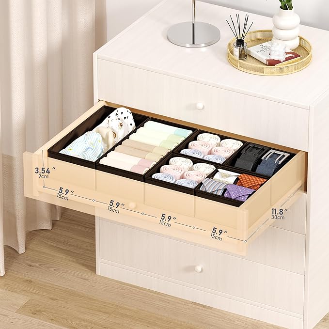 DIMJ Drawer Organizer Clothes Storage - 18 Pack Baby Dresser Organizer for Nursery, Foldable Drawer Dividers for Bedroom Closet Organization, Fabric Storage Bins for Socks, Underwears, Bras - Image 3