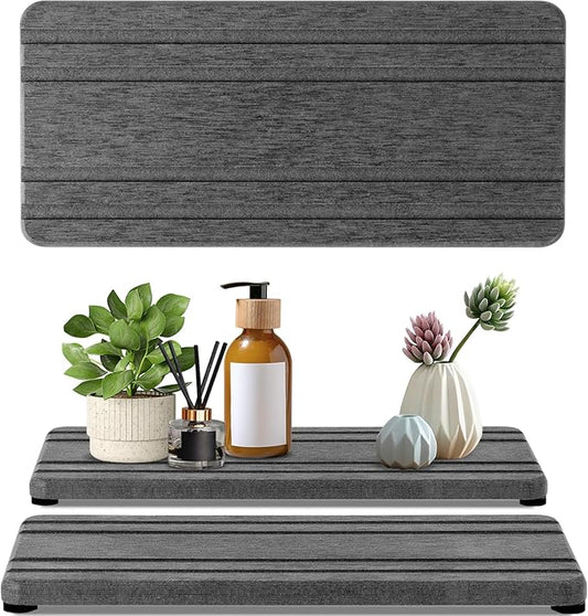 2PCS Water Absorbing Stone Tray, Quick Drying Diatomite Stone Sink Tray, Water Absorbent Diatomite Coasters for Kitchen Sink, Bathroom Counter Hand Soap Dish Toothbrush Holders by Unknown