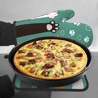 Cat Oven Mitt Potholders Sets - Paw Kitchen Mitts and Pot Holders Set of 2 Kitten Pet Oven Gloves Hot Pads for Cooking BBQ Baking Grilling - Image 7