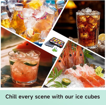 Tvmania Ice Cube Trays Set of 2, Easy Release 15 Flexible Silicone Ice Cube Molds with Removable Lid Reusable Freezer Ice Trays Stackable for Whiskey, Baby Food, BPA Free (black) - Image 6