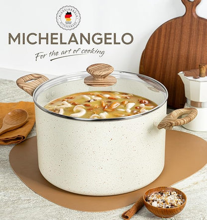 MICHELANGELO 8 Quart Stock Pot with Lid, Nonstick Cooking Pots, 8 Qt Soup Pot with Lid, Induction Pots for Cooking, Stockpot with Healthy Coating, White - Image 7