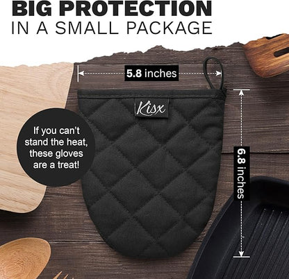 Oven Mitts Heat Resistant – (Black Color) Mini Oven Mitts, Silicone Gloves Heat Resistant, Kitchen Gloves for Cooking, Silicone Oven Mitts & Pot Holders Sets, Kitchen Pot Holders & Oven Mitts Sets