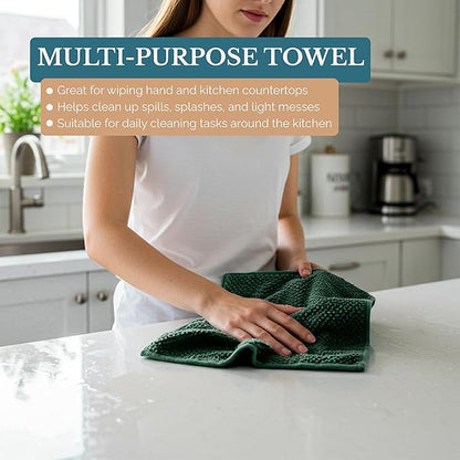 Casa Platino Kitchen Towel and Hand Towels for Kitchen – Cotton Dishcloths 8 Piece Set – Earthy Tones Meet Practical Design for Cooking, Drying, and Prep Flow – Olive