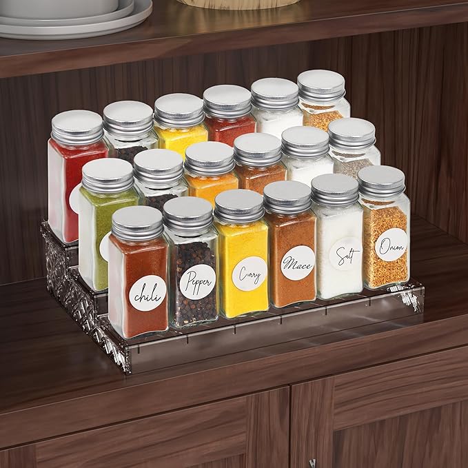 Simple Houseware Spice Jars 4 Ounce Square Glass Bottles with Shaker Lids, Funnel and Labels for Seasoning & Storage, 12 Pack - Image 6