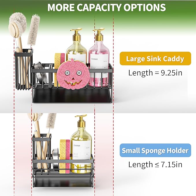 Sponge Holder for Kitchen Sink,Smiley Face Sink Caddy with Removable Brush Holder,Self-Draining Sponge Caddy for Sponge,Soap,Dish Brush,Scrubber,Kitchen Essentials and Gadgets - Image 4