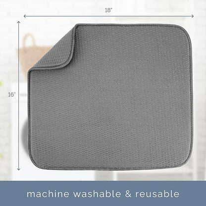 S&T INC. Dish Drying Mat, 16” x 18”, Absorbent Microfiber Kitchen Counter Mat, Drying Pad for Dishes, Utensils, Pots and Pans, Large, Diamond Texture, Grey - Image 7