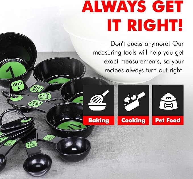 Chef Craft Easy to Ready Plastic Measuring Cup Set, 10 piece set, Green - Image 3