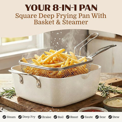 Granitestone Ceraluxe 20 Pc Ceramic Cookware Set Nonstick, Complete Pots and Pans Set Non Stick with 5 Pc Bakeware Set, Deep Frying Pan Set, & Steamer, Non Toxic PFOA Free, Oven & Dishwasher Safe - Image 4