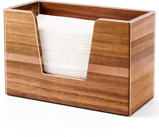 Wooden Paper Towel Holder, Napkin Holder for Bathroom Kitchen Countertop, C-Fold, Z-Fold, Trifold Hand Paper Towel Holder Dispenser