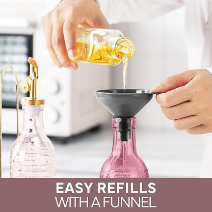 COOK WITH COLOR Glass Olive Oil Bottle Dispenser - 2 Pack- 17oz Oil and Vinegar Cruet - Olive Oil Carafe Decanter for Kitchen, Champagne Bubbles, Pink - Image 8
