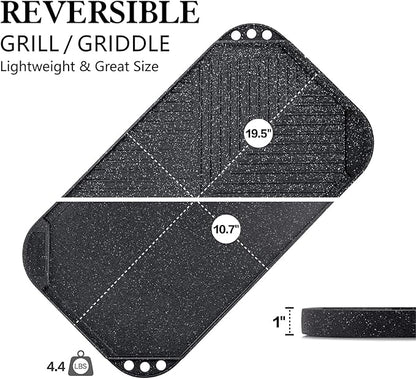 SENSARTE Nonstick Griddle Grill Pan, Pro-Grid Reversible Grill & Griddle Pan, Two Burner Cast Aluminum, Portable for Indoor Stovetop or Outdoor Camping BBQ, 19.5" x 10.7" - Image 5