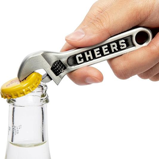 Wrench Bottle Opener Keychain for Men – Funny Wrench-Shaped Metal Key Chain for Mechanic & Handyman – Novelty Gift for Father's Day, Christmas Stocking Stuffer, Birthday, Groomsmen – 3.65" x 1.93"